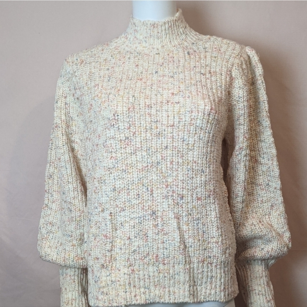 Vero Moda Kathy High Neck Volume Sleeve Multicolor Speckle Confetti Sweater